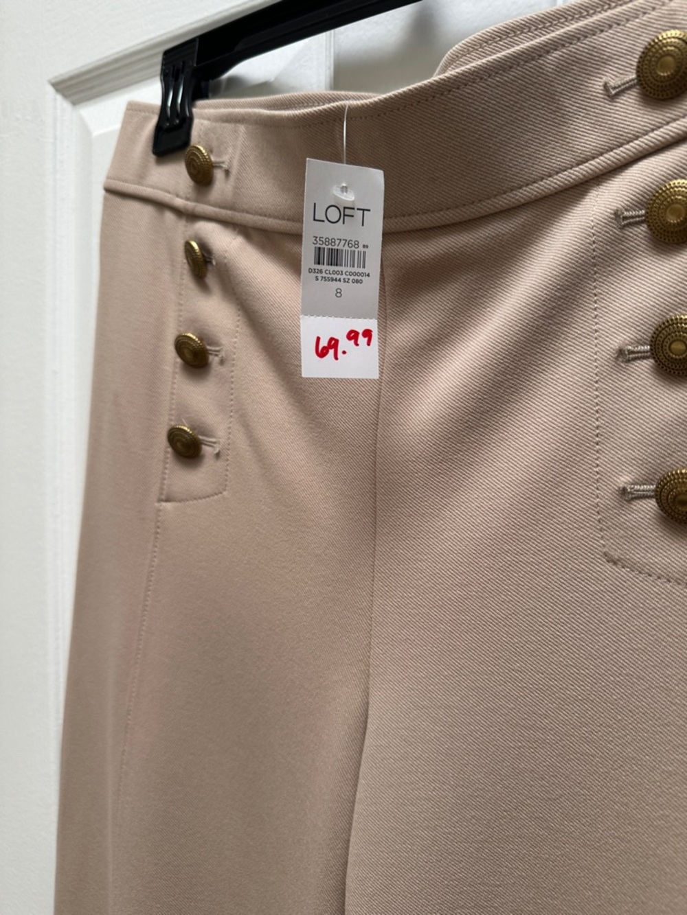 LOFT Taupe Wide-Leg Sailor-Style Pants - Picture 4 of 5
